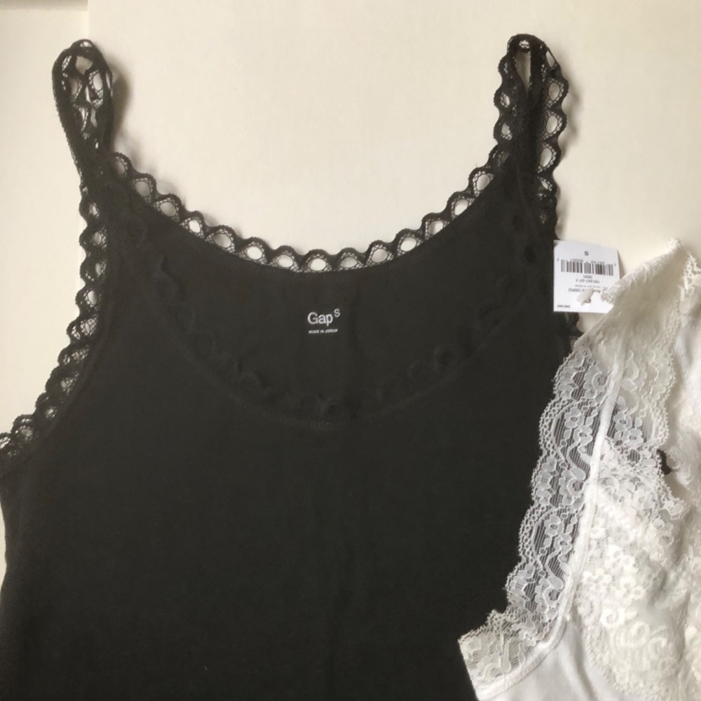 3 Cami Tee Tops, White, Purple, Black - Picture 3 of 6